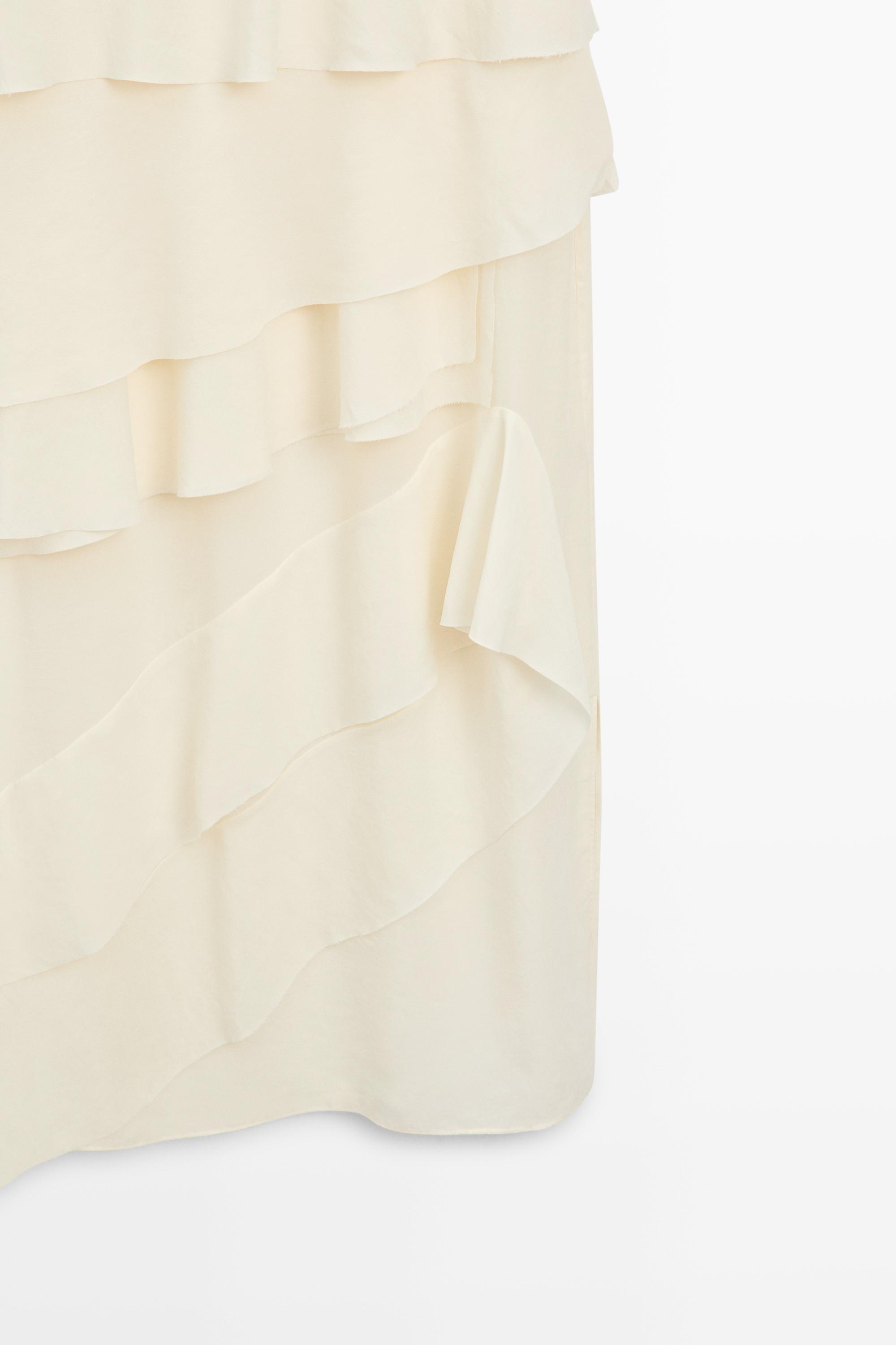 Flowing midi dress with ruffles